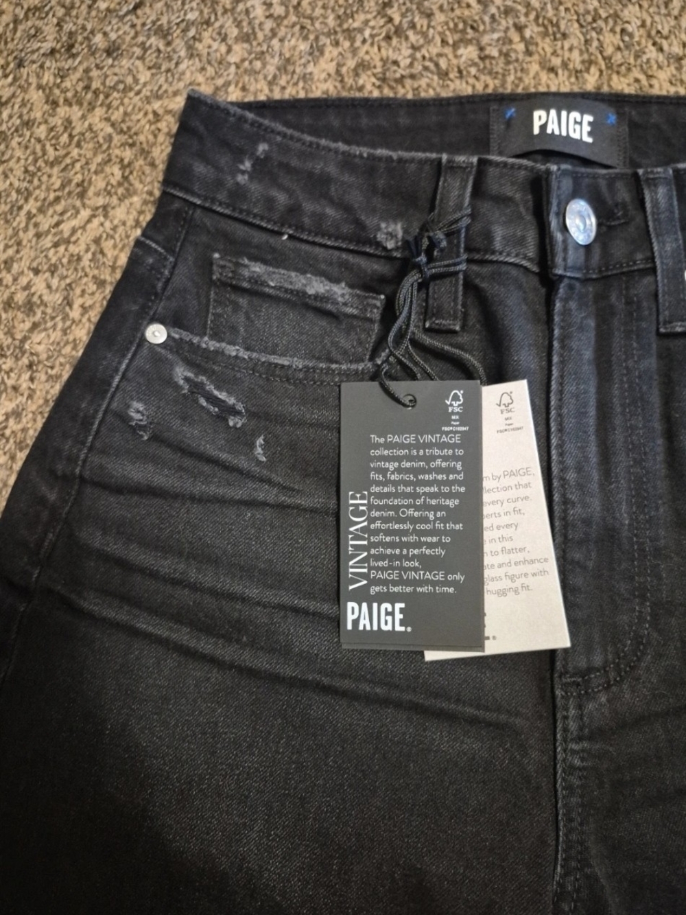 PAIGE Women's Black Vintage High-Rise Jeans